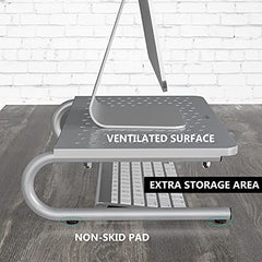 WALI Dual Monitor Stand for Desk, Desk Monitor Riser 3 Height Adjustable, Laptop Riser with Airflow Vents, Desk Organizer for Computer, Laptop, Printer, Notebook (STT003-2), 2 Pack, Black