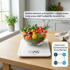 Themisto TH-WS20 Digital Kitchen Weighing Scale Stainless Steel (5Kg)