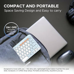 Amkette New and Improved Optimus BT 4 in 1 Multi Device Wireless Keyboard/Bluetooth Keyboard | One Click Device Switching and AI Access for Windows, MacOs, Android and iOS, Dual OS Layout (Blue)