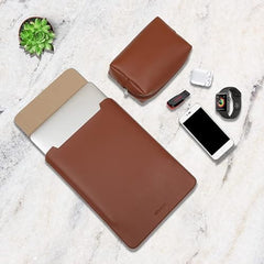 ENTHOPIA 13 to 14 Inches Folio Laptop Case Cover Vegan Leather Compatible for MacBook, Lenovo, Hp, Dell &Other Notebooks - Plain Cork