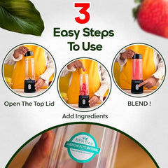 InstaCuppa Portable Blender Bottle, Long Lasting 6000 mAh Battery with Fast Charging, LED Display for Battery Status & 40-Second Blend Timer, Sipper Lid & Detachable Bottom Cap, 230 Watts, 600 ML
