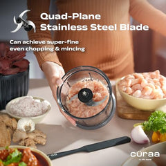 CΓRAA Chopper Electric for Kitchen | ChopLab Pro By Chef Sanjyot Keer | Compact Electric Chopper for Vegetable Chopping & Meat Mincing | Stainless Steel 4-Plane Blades | Black