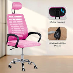 Casa Copenhagen Mesh Mid Back Office/Study/Computer/Revolving/Desk Chair for Work from Home -Metal Base, Height Adjustable Seat - Grey Milange & Black Handle