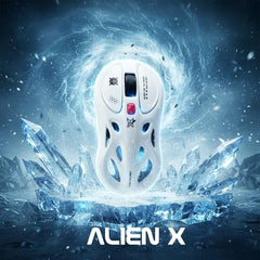 Arctic Fox Alien-X Gaming Wireless Mouse, Tri-Mode (2.4G/Bluetooth/Wired), 4800 DPI, 1000Hz Ergonomic Hollow RGB Rechargeable Type-C for Mac/Laptop/iPad/Office (Star White)