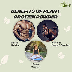 MYHERB Plant Protein Powder | Pea And Brown Rice Protein Powder | Vegan High Protein Powder | 27 gm Protien,21 Vital,6 gm BCCAs |Sugar Free|For Men,Women (500 g (Pack of 1), Chocolate)