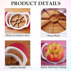 MOMISY Plastic Apple Fruit Slicer, Corer, Cutter, Divider Tool, 8 Stainless Steel Blades (WhiteRoseRed)