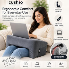 CUSHIO Lap Desk Pillow for Working on Laptop, Reading & Gaming (Grey)