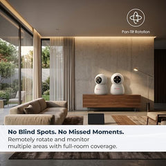 Trueview 3MP WiFi Robot Security Camera | 360° Pan Tilt | All-Time Color Night Vision | AI Auto Tracking & 2-Way Audio | Alexa Compatible | Supports 256GB Memory Card | STQC Certified for Privacy