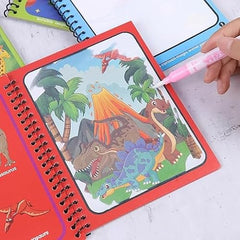 Smart Kid Magic Water Book 4 Pc Set for Kids Age 2–10 Years | Reusable Water Coloring Books Refillable Water Pen | Mess-Free Painting Activity Book | Early Learning Drawing and Travel Activity Kit