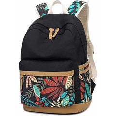 JAISOM Canvas Printing Women Backpack Travel Casual Rucksack Female Laptop Bagpack Student Bookbag School Bag for Teenage Girls (Leaf)