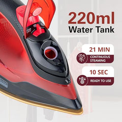 Hamilton Beach Helios, No burn with Isense, 3-in-1 Iron, 120g Turbo Steam | 120g Turbo Steam, 30g Continous Steam, Steam Iron for Clothes, No Fabric Selector
