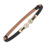 SYGA Women Leather Belt Thin Skinny Metal Buckle WaistBelt 22-36 Waist Belt(Bleck)