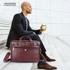HAMMONDS FLYCATCHER Genuine Leather Office Bag for Men - 15.6 Inch Laptop Bag for Men, Adjustable Strap, Multi Compartments - Ideal for Office, Travel, Daily Use - 1 Year Warranty - Brown