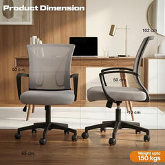 DROGO Comfortwing Premium Ergonomic Office Chair for Work from Home, High Back Computer Chair with Breathable Mesh, Armrest, Adjustable Seat, Rocking & Winged Back | Mesh Chair for Office (White/Blue)