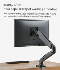 SYGA Monitor Stand Arm Desk Mount Fully Height Adjustable Bracket with C-Clamp & Gronment 180 Tilt Rotation Supports 16 to 31 Inch Monitors and TV (SingleArm Black)