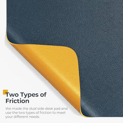 V-CUBE Designs Premium Vegan Leather Dual Color Desk Mat 75X40cm 1.8mm Thick| Laptop Mat/Extended Large Mouse Pad, Reversible Deskspread |High Tear/Peel Strength|Anti-Slip,Splash-Proof| Blue&Yellow