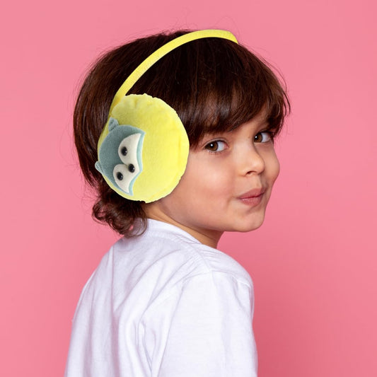SYGA Children's Fashion Winter Yellow Cute Cartoon Design Cold Protection Plush Velvet Earmuffs Suitable for 10 Years Above