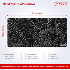 White Topographical XXL Gaming Deskmat 900x450mm – Extended Mousepad for PC