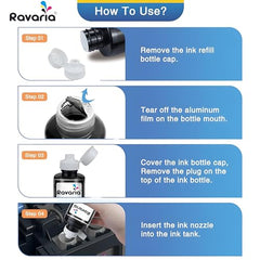 Ravaria Refill Ink for HP GT51XL/53XL GT 52 for HP Ink Tank 115,310,315,319,410,415,416,419,455,500,515,530,589,615,750,790,670,GT5810,GT5811,GT5820(GT51XL + GT52CMY(4 Color Set),Multi-Color Pack)