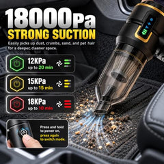 KKORE Typhoon Cordless Car Vacuum Cleaner 4-in-1 Vaccum Blower Inflate Deflate | 18000Pa Powerful Suction | 110000 RPM Brushless Motor | 6000mAh Battery | LED Display | 9 Attachments | 1 Year Warranty