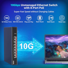 YuanLey 18 Port 2.5G PoE Switch Unmanaged, 16 x 2.5G Base-T PoE Ports, 2 x 10G RJ45 UpLink, IEEE802.3af/at, 250W, Compatible with 100/1000/2500Mbps, Metal Case, 2.5Gbe Network Switch