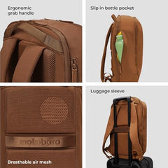 MOKOBARA Aisle 19L Laptop Backpack 15.6 Inch Office Travel Blue | Aerology Nylon Vegan Leather Flat Opening Compartment Disappearing Bottle Pocket Air Mesh Back For Men Women College Padded