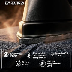 Intex Glidex Ease Dry Iron 1000W | Non-Stick Soleplate | Adjustable Temperature Control | Shock Proof Lightweight Dry Iron | Thermal Protection | Fast & Smooth Ironing for Home Use | 2 Year Warranty
