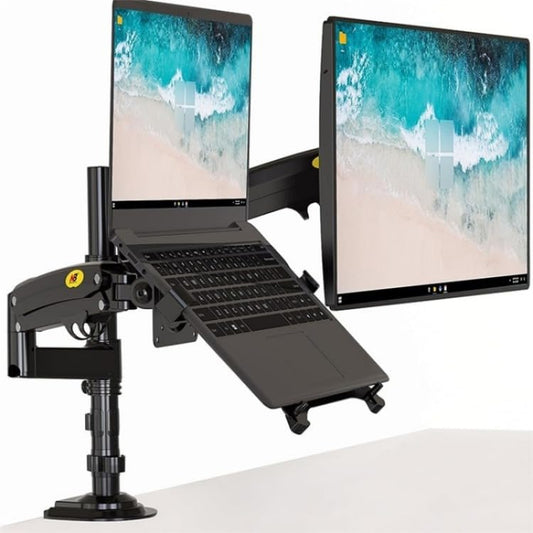 17-27" Gas Strut LED Monitor Desk Arm with Laptop Tray 360 Degree Swivel tilt