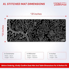 White Topographical XXL Gaming Deskmat 900x450mm – Extended Mousepad for PC