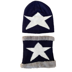 MOMISY Kids Winter Hat and Scarf Set, 2Pcs Warm Knit Beanie Cap and Scarf for 5-10 Years Old (Navy Blue)