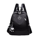SYGA Women's Oxford Cloth Backpack Casual College Style with Cute Key Chain Student School Bag (Black)