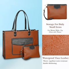 Womanix Laptop Tote Bag,14 inch Laptop Bag, Shoulder Bags With Back Trolley Strap, Casual Briefcase, Handbag for Travel, Office, College,Work