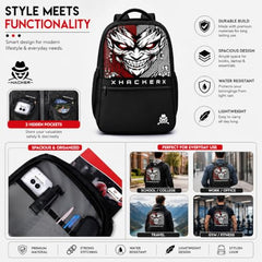 HACKER Laptop Backpack for Men & Women | Stylish Spider Printed Backpack | Durable School, College & Office Bag | Spacious Travel Backpack with Padded Laptop Compartment & Adjustable Straps