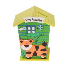 SYGA 1 Piece Small Animal Cartoon Wooden House Money Coin Saving Box Piggy Bank Children Gifts(Random)