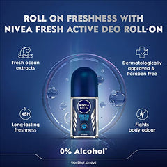 Nivea Woody Fresh Active Roll On For Men, Anti-Perspirant, 50 Ml & Men Body Wash, Deep Impact, 3 In 1 Shower Gel For Body, Face & Hair, With Microfine Clay, 250 Ml