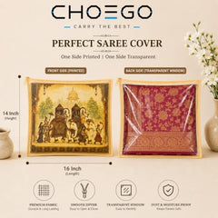 Choego New Season Wedding Print Saree Cover Pack of 12 | Zip closure, Doli Print Reusable storage bags, Ideal for bridal designer sarees, Wardrobe organizer, One side transparent