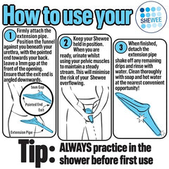 SHEWEE Flexi + Case - Reusable Pee Funnel – A Flexible, Larger Version Of The Original Female Urination Device Since 1999! Quickly, Easily & Discreetly, Wee Standing Up. Comes with Pipe & Case (Black)