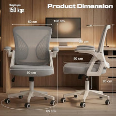 DROGO Comfortwing Premium Ergonomic Office Chair for Work from Home, High Back Computer Chair with Breathable Mesh, Armrest, Adjustable Seat, Rocking & Winged Back | Mesh Chair for Office (White/Blue)