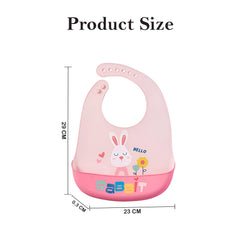 MOMISY Baby Bib For Newborn Waterproof Silicone Apron Wipeable Stain Resistant With pocket For 6 months and up (1, PinkRabbit)