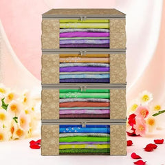 Kuber Industries Clothes Organizer For Wardrobe (Pack of 3 Each) 2-in-1 Combo Storage Organizer For Saree and Blouse - Dress Organizer For Wardrobe - Saree Covers With Zip (Maroon)