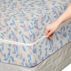 HOMEKART Premium Cotton 220TC 78 x 72 x 8 King Size Double Bed Mattress Cover Protector with Zip/Chain|Provides All Around Protection - 1 pc Multicolor (Grey, 78 x 72 x 8)