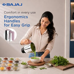 Bajaj GX-1 Mixer Grinder 500W | Superior Mixie For Kitchen | 2-In-1 For Dry Grinding | Blade Function With Titan Motor | 3 Stainless Steel Mixer Jars | 1 Year Product Warranty By Bajaj 【Blue】
