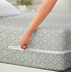 HOMEKART Premium Cotton 220TC 78 x 72 x 8 King Size Double Bed Mattress Cover Protector with Zip/Chain|Provides All Around Protection - 1 pc Multicolor (Grey, 78 x 72 x 8)