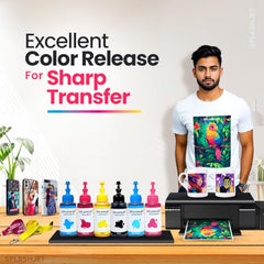 Splashjet Sublimation Ink for Epson - Heat Transfer Printing on Mugs, Mobile Cases, Polyester T-Shirts etc for use with Epson Printers - L130, L220, L360, L380, L1300 - (70gm x 4 Colour) - 501906