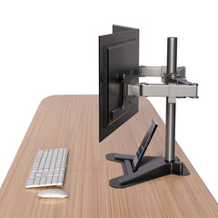 Rife Free Standing Height Adjustable Monitor Mounts for 2, 13 to 27 Inch LCD Screens with Swivel and Tilt (Black) (Dual Monitor Freestanding)