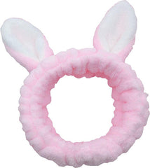 MOMISY Elastic Lovely Hair Band Wash Face Spa Headband-Washable Facial Band Makeup Wrap Headbands Fits All Head Sizes for Women (Pink White)