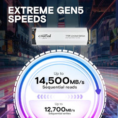 Crucial® T705 2TB PCIe Gen5 NVMe M.2 SSD with heatsink