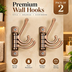 iSTAR Wall Hooks for Hanging | Flexible 4 Pin Hooks Bathroom Cloth Hanger Wall Hook Door Robe Hooks for Hanging Keys, Clothes, Towel (Rose Gold, Pack of 3)