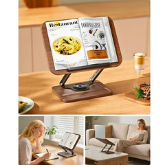 Sunchhaya Acrylic Book Stand for Reading – Clear Adjustable Book Holder with 360° Rotating Base, Foldable Reading Stand for Desk, Cookbook, Tablet & Laptop Stand, Height & Angle Adjustable (R22H)