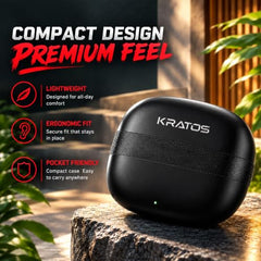 Kratos TW02 Ear Buds Wireless with 60H Playtime, Noise Isolation & Clear Calls, Bluetooth Earbuds with Voice Assistant, Ear Buds with Bluetooth V 5.3 & with Type C Fast Charging, IPX5 TWS Earphones